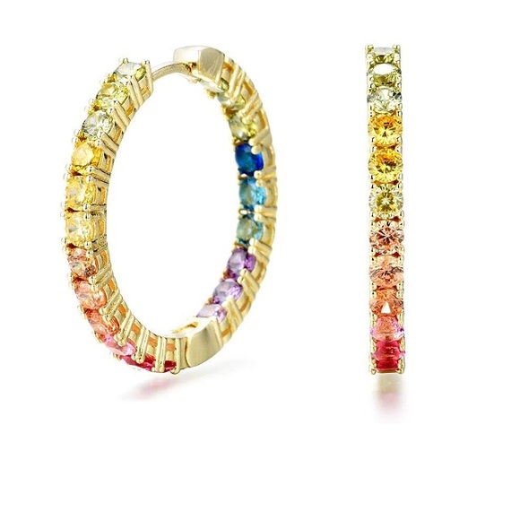 Rainbikw Crystsls hoops